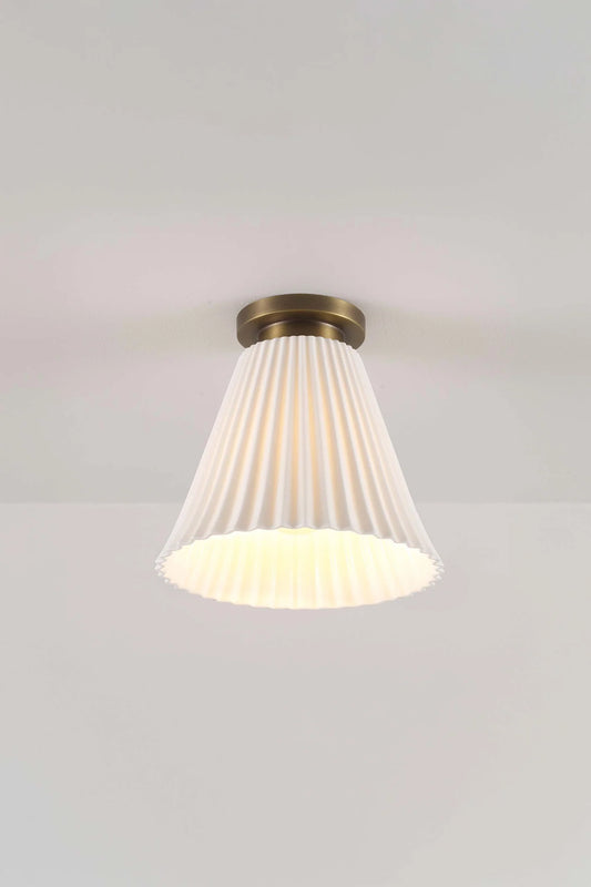 Hector Pleat Large Ceiling Light - Antique Brass