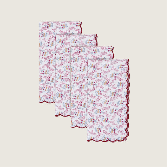Red Floral Napkin Set